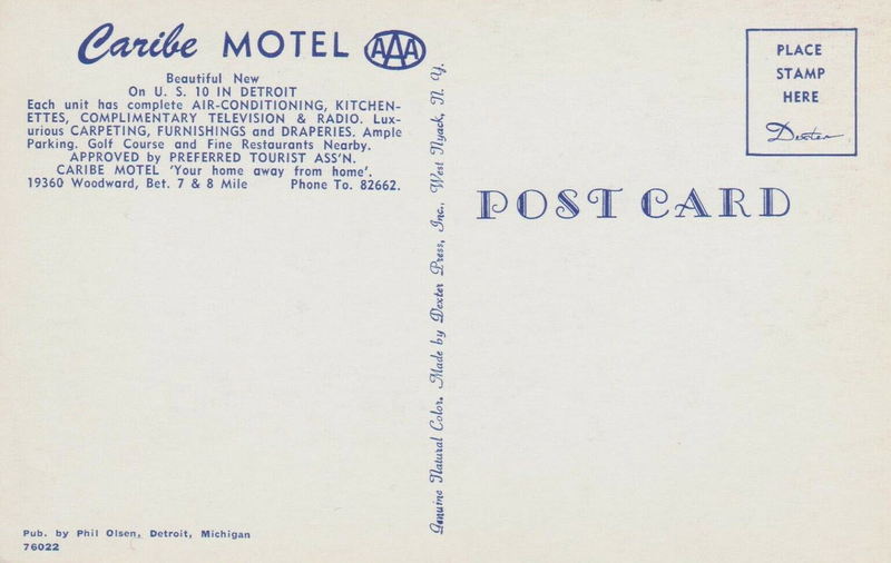 Caribe Motel - Old Post Card